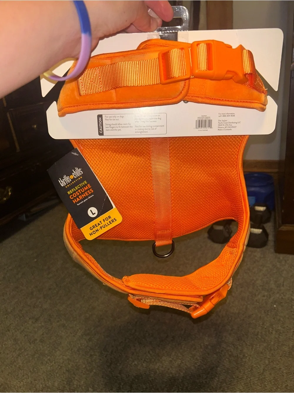 Pet Orange Reflective Pumpkin Hooded Vest costume